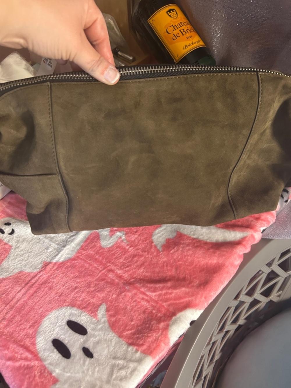 AllSAINTS Olive Vega Suede Shoulder Bag - Picture 12 of 15